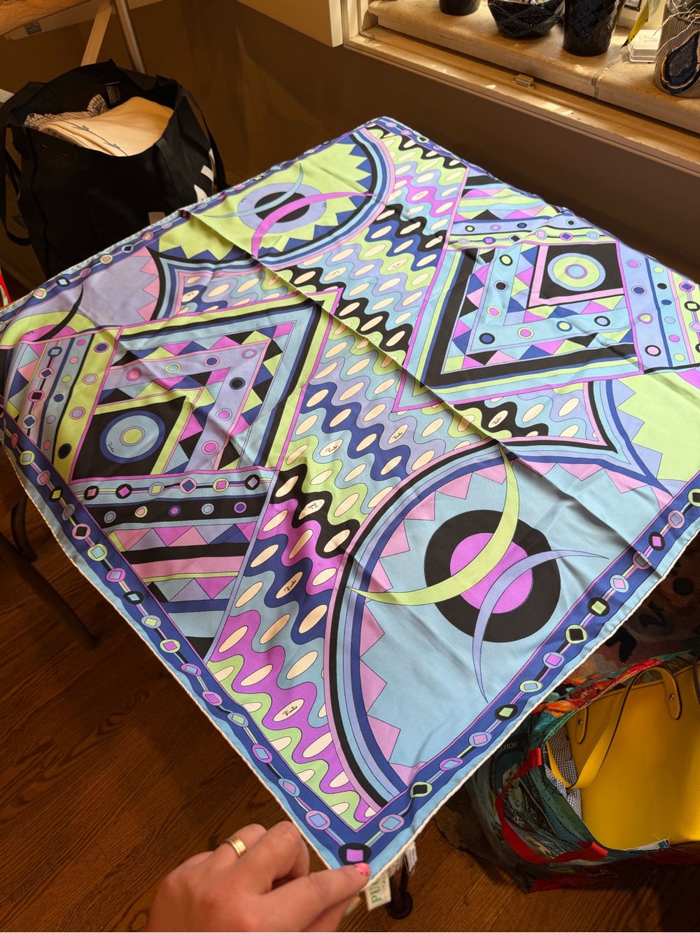Emilio Pucci Italy Pastel Geometric Silk Scarf - Picture 2 of 6